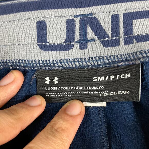 Under Armour ColdGear Sweatpants Mens Small Blue Loose Fit Warm Athletic Joggers - Picture 8 of 11